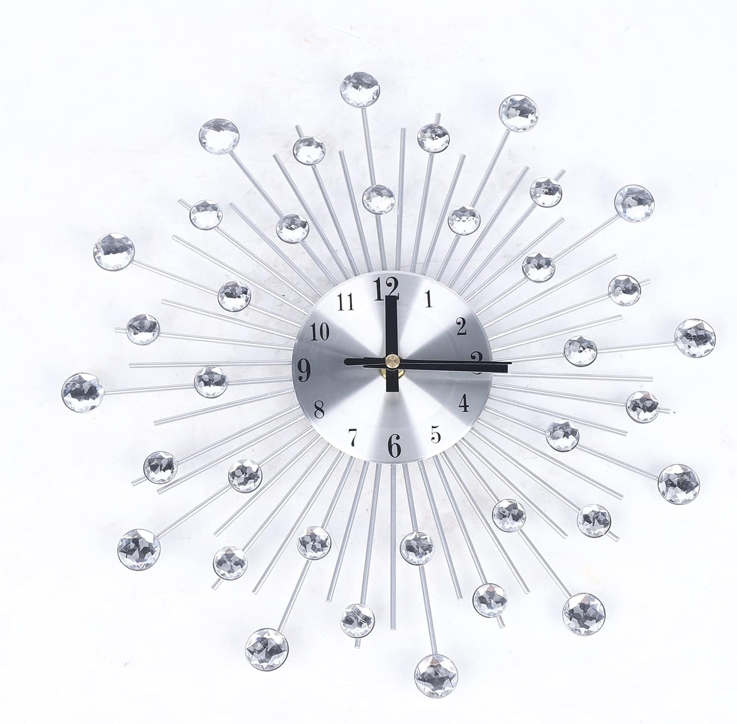 Elegant Modern Crystal Decorative Metal Silent Wall Clock for Home Decor